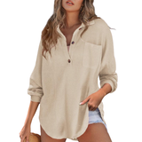 Nova™ Casual Lightweight Button V Neck Tunic Blouse