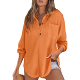 Nova™ Casual Lightweight Button V Neck Tunic Blouse