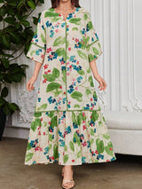 Leah™ | Floral Print Ruffle Dress