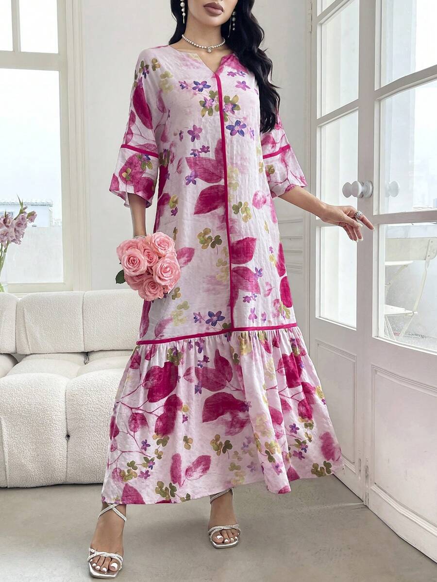 Leah™ | Floral Print Ruffle Dress