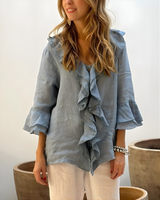 Tahlia™ Ruffled Cotton Linen Sleeve Top