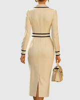 Elise™ | Fitted midi dress with button detail