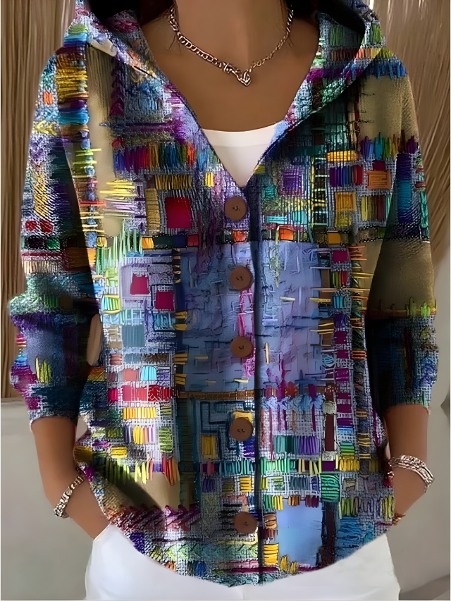 Gillian™ Cozy Long Cardigan with Artistic Design