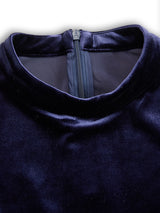 Liora™ | Navy Blue Midi Dress with Long Sleeves