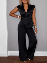 Natalie™ Elegant V-Neck Top & Trousers Set