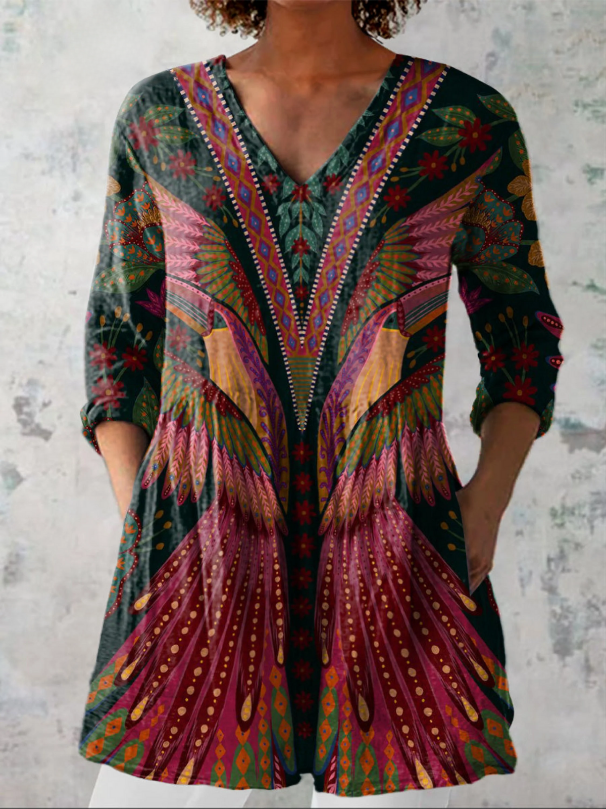 Adrianna | Long V-neck Blouse