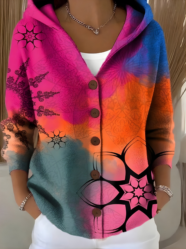 Gillian™ Cozy Long Cardigan with Artistic Design