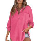 Nova™ Casual Lightweight Button V Neck Tunic Blouse