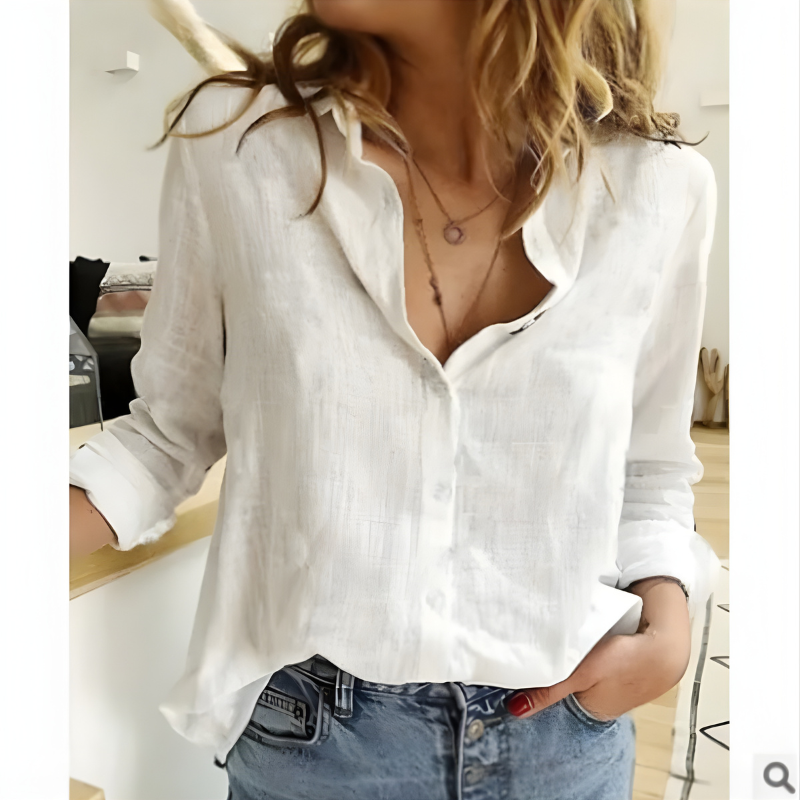 Leah™ Cotton Long Sleeve Blouse