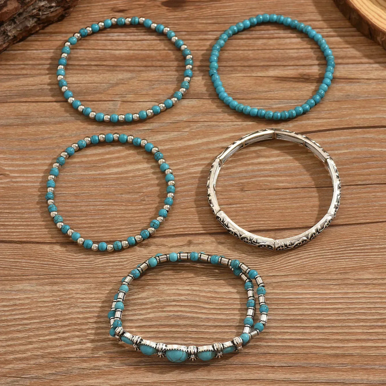 Turquoise Bohemian Beaded Bracelet Set