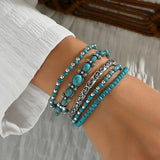 Turquoise Bohemian Beaded Bracelet Set