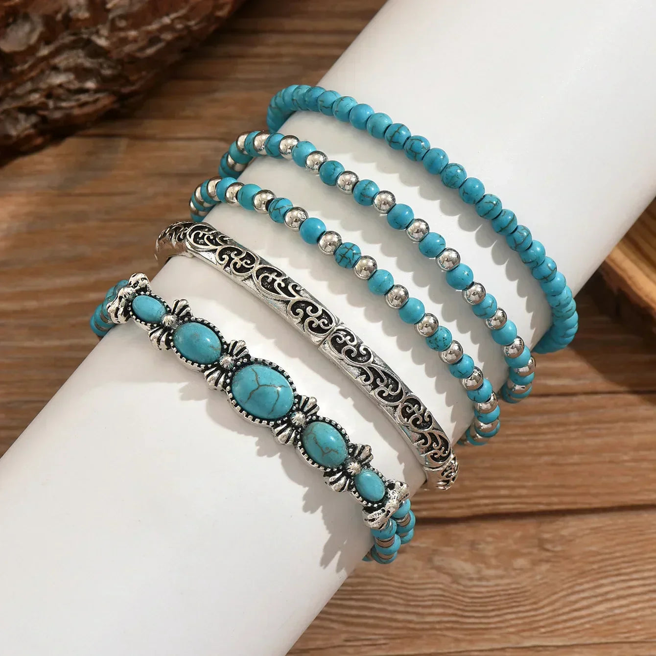 Turquoise Bohemian Beaded Bracelet Set