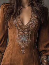 Short Dress with Suede Effect