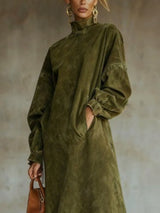 Aurora | Suede Dress with Fringes